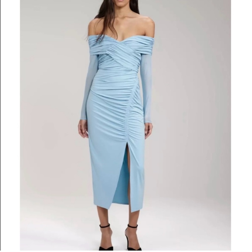 Self Portrait Blue Size 4 Bodycon Midi Dress